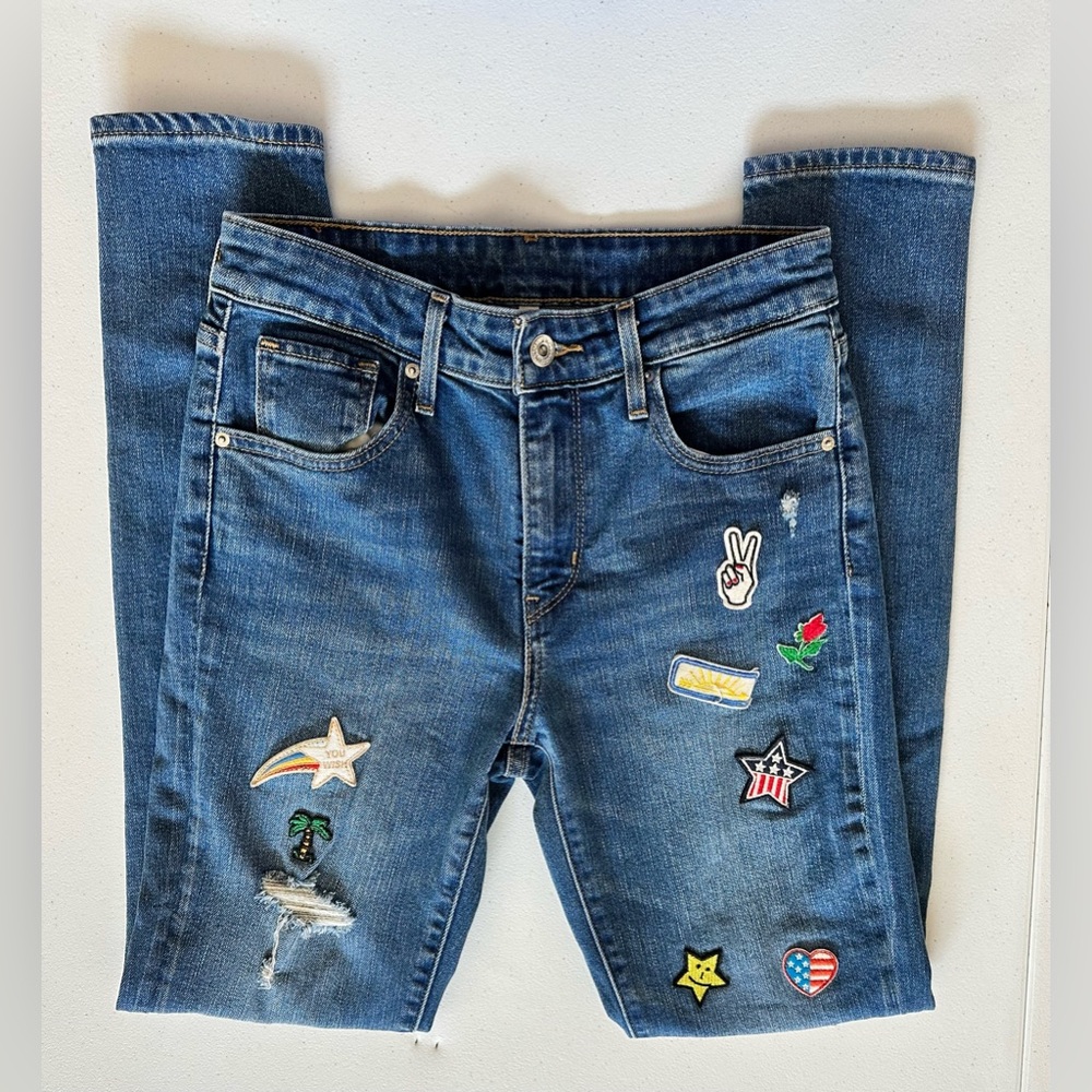 Levi's High Waist Patch Skinny Jeans. Size W26 L30 - Picture 9 of 12